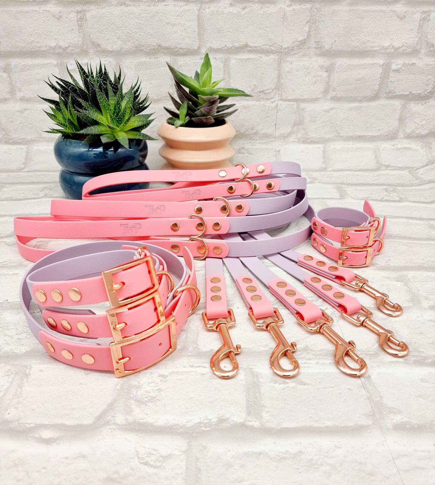 LILAC / BABY PINK - Waterproof BioThane© 2-coloured Dog Collar/Lead/Bundle