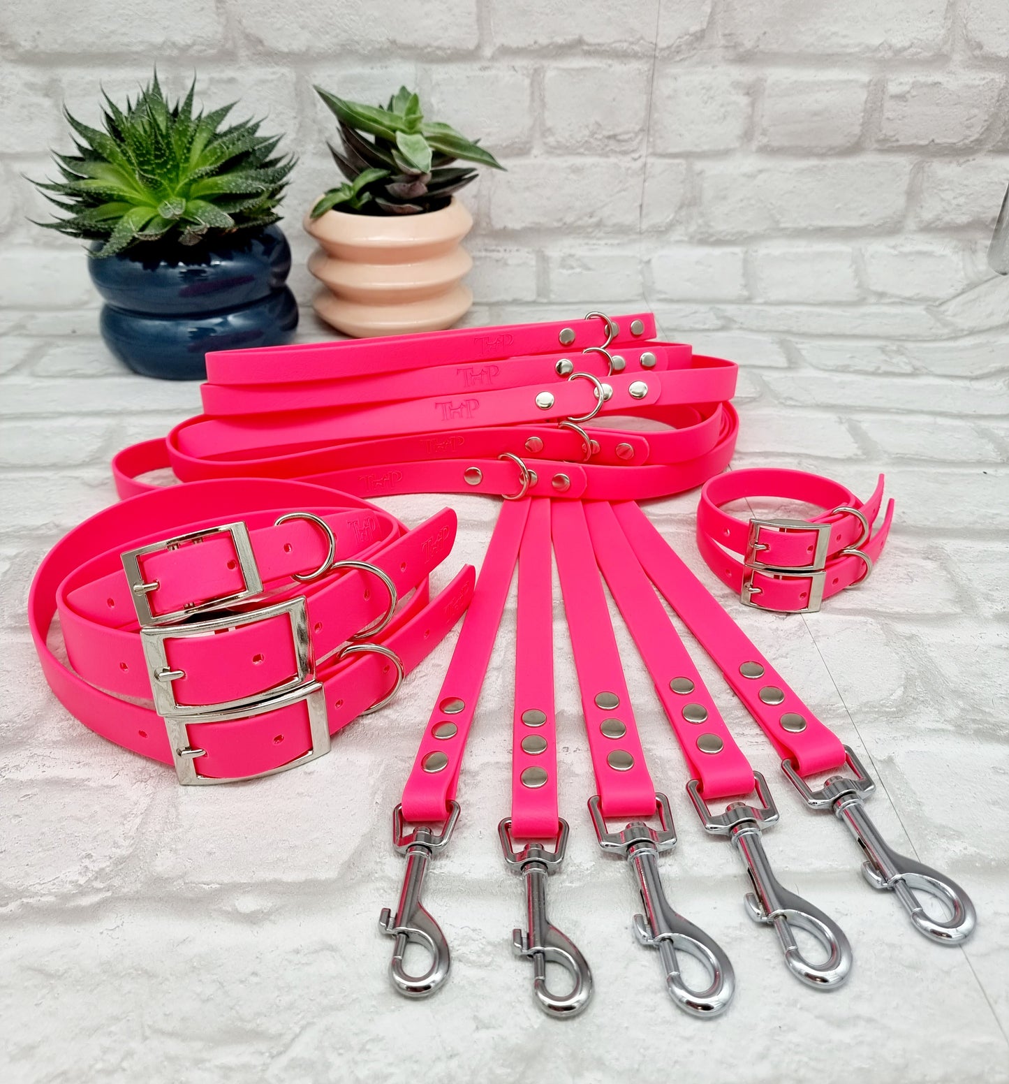 NEON PINK - Waterproof BioThane© Dog Collar/Lead/Bundle