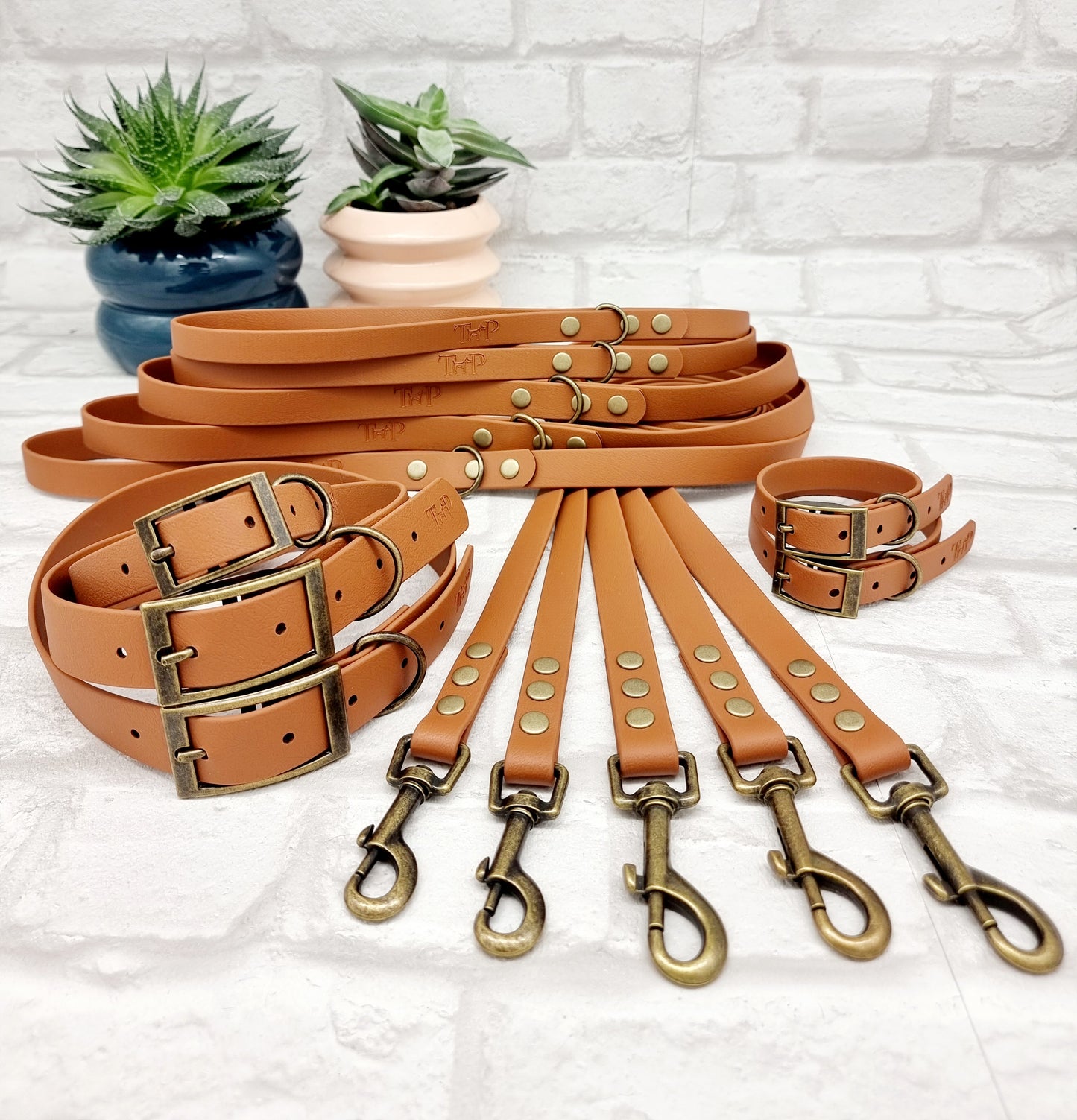LIGHT BROWN - Waterproof BioThane© Dog Collar/Lead/Bundle