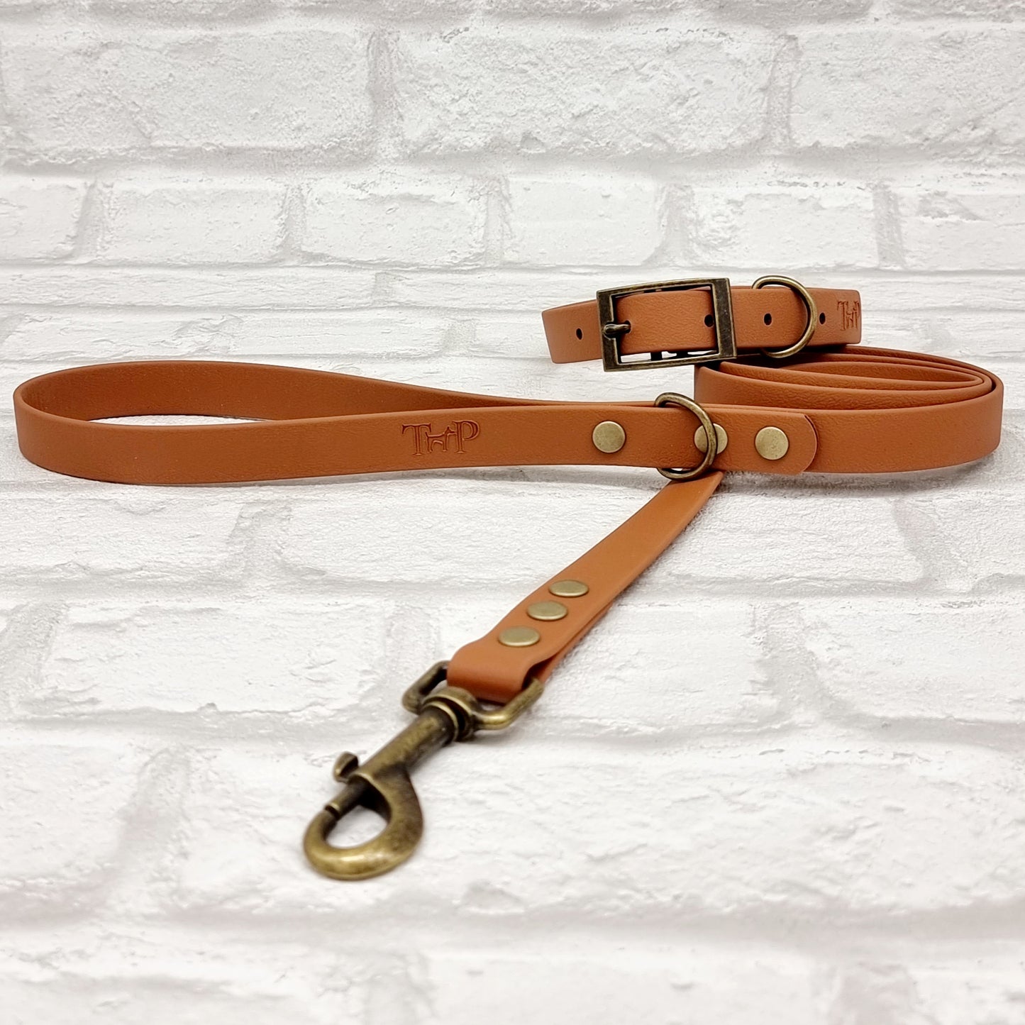 LIGHT BROWN - Waterproof BioThane© Dog Collar/Lead/Bundle
