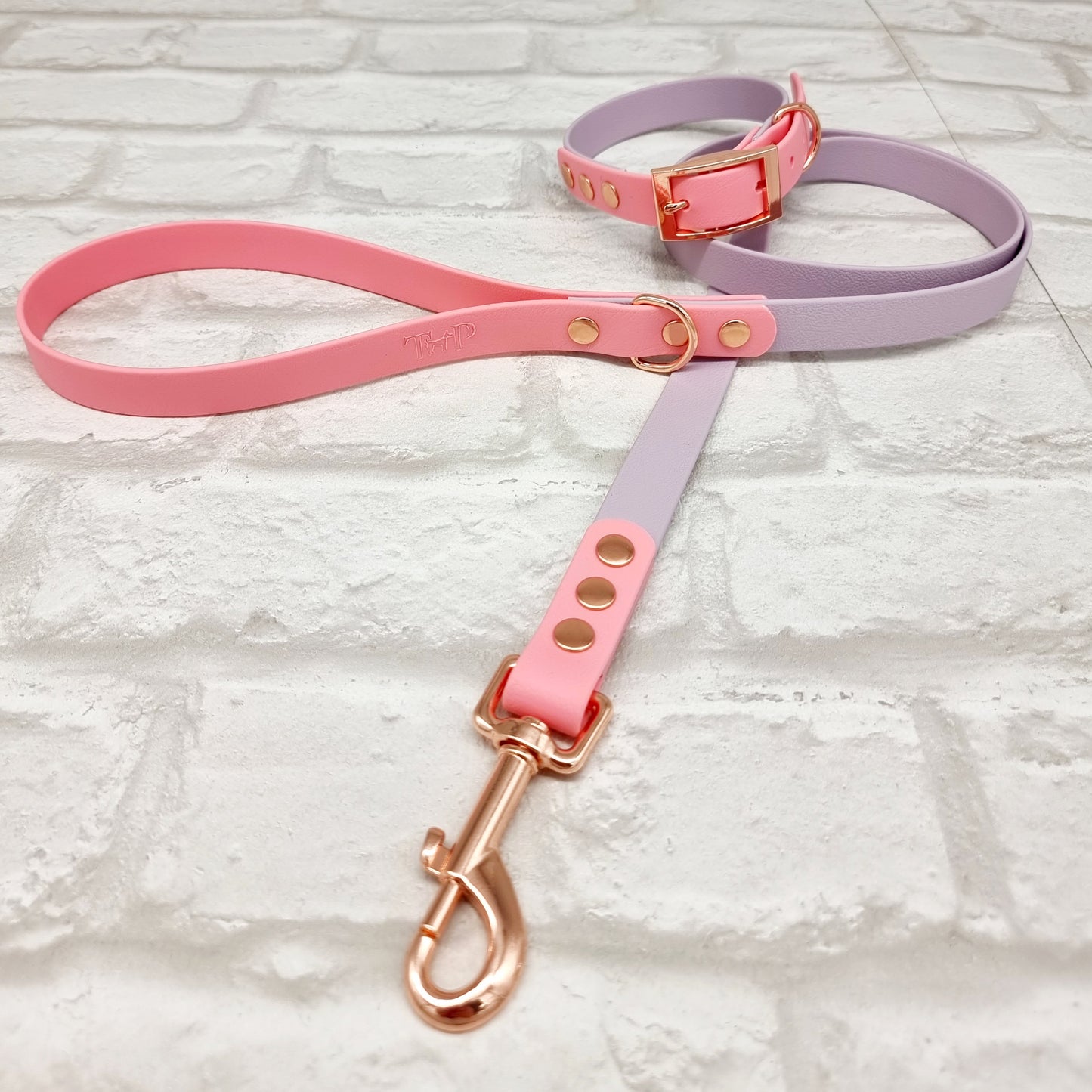 LILAC / BABY PINK - Waterproof BioThane© 2-coloured Dog Collar/Lead/Bundle