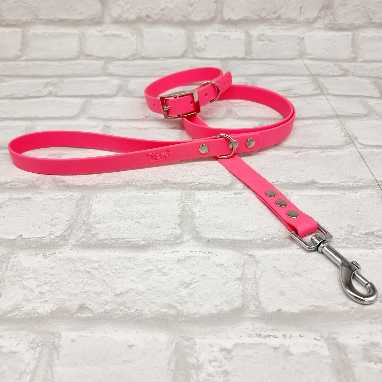 NEON PINK - Waterproof BioThane© Dog Collar/Lead/Bundle
