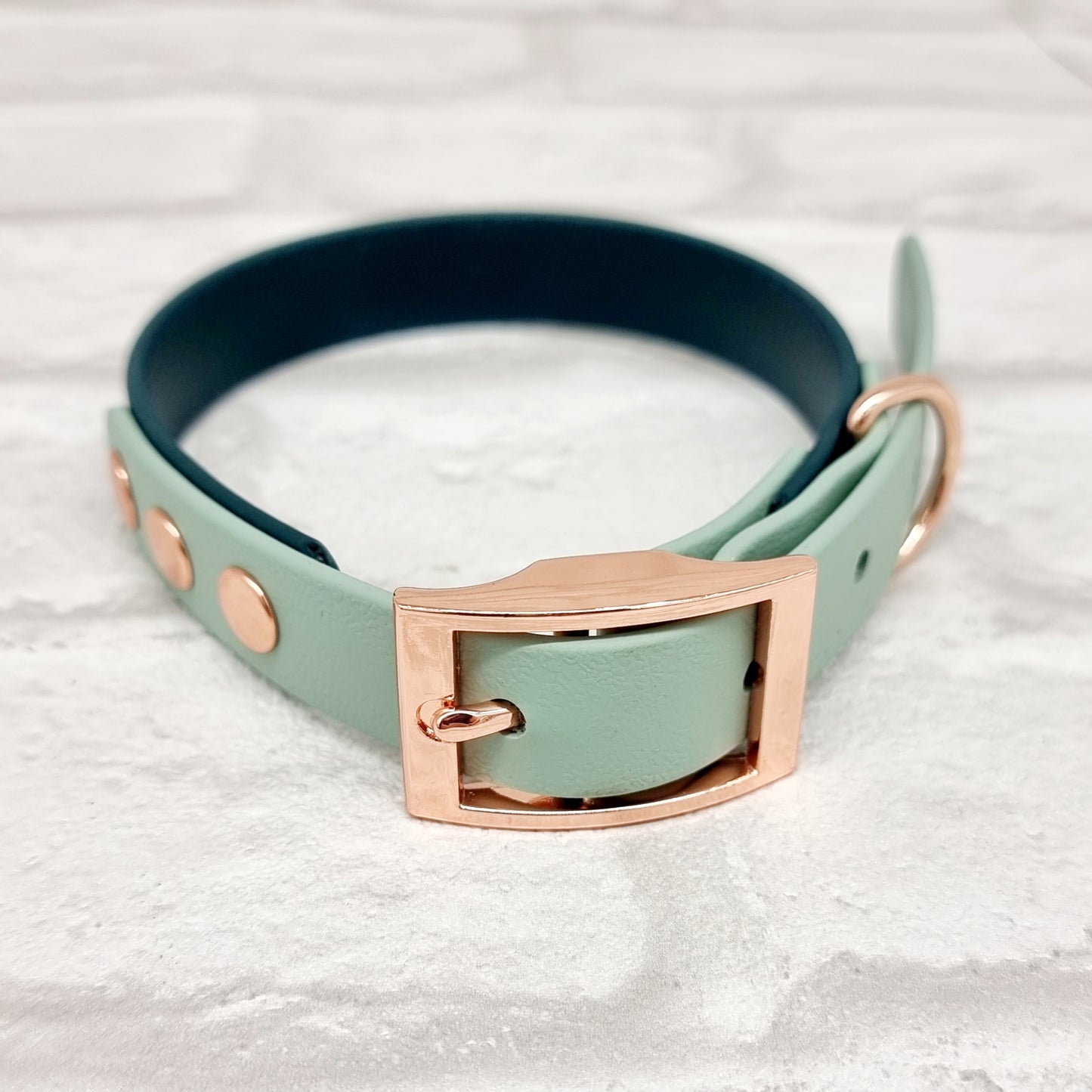 JfP PAF - DK GREEN / SAGE - Waterproof BioThane© 2-coloured Dog Collar & Lead