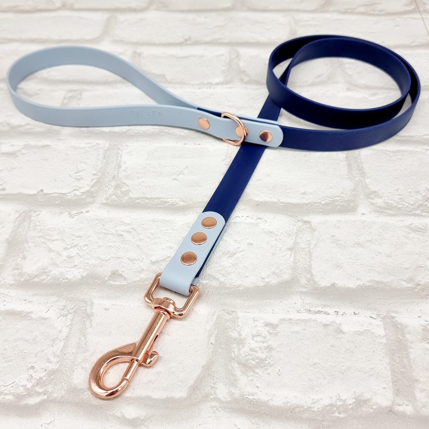 NAVY / PASTEL BLUE - Waterproof BioThane© 2-coloured Dog Collar/Lead/Bundle