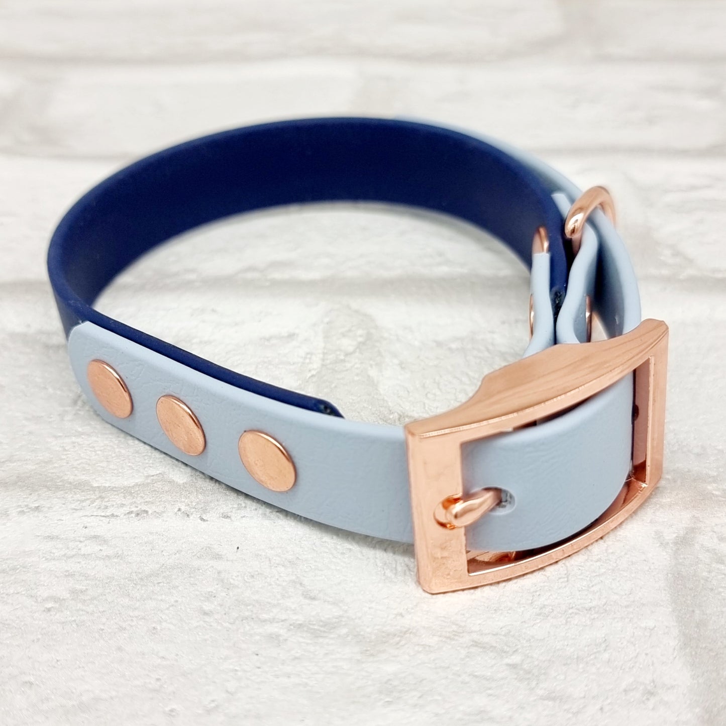 NAVY / PASTEL BLUE - Waterproof BioThane© 2-coloured Dog Collar/Lead/Bundle
