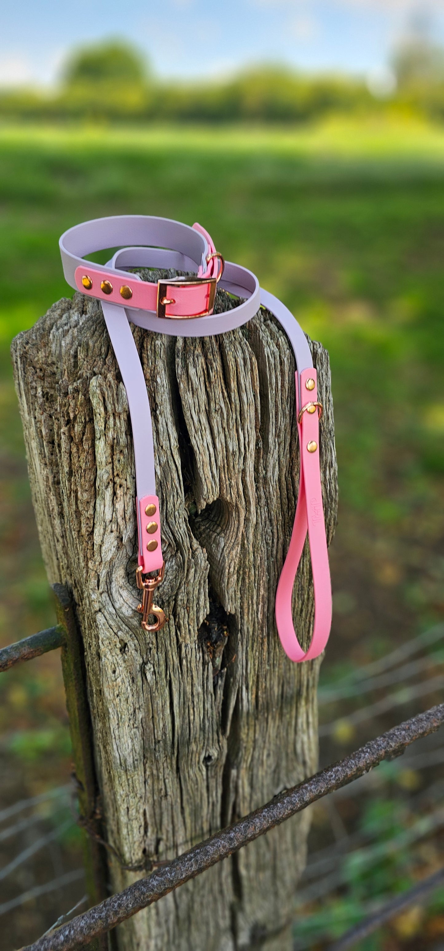 LILAC / BABY PINK - Waterproof BioThane© 2-coloured Dog Collar/Lead/Bundle