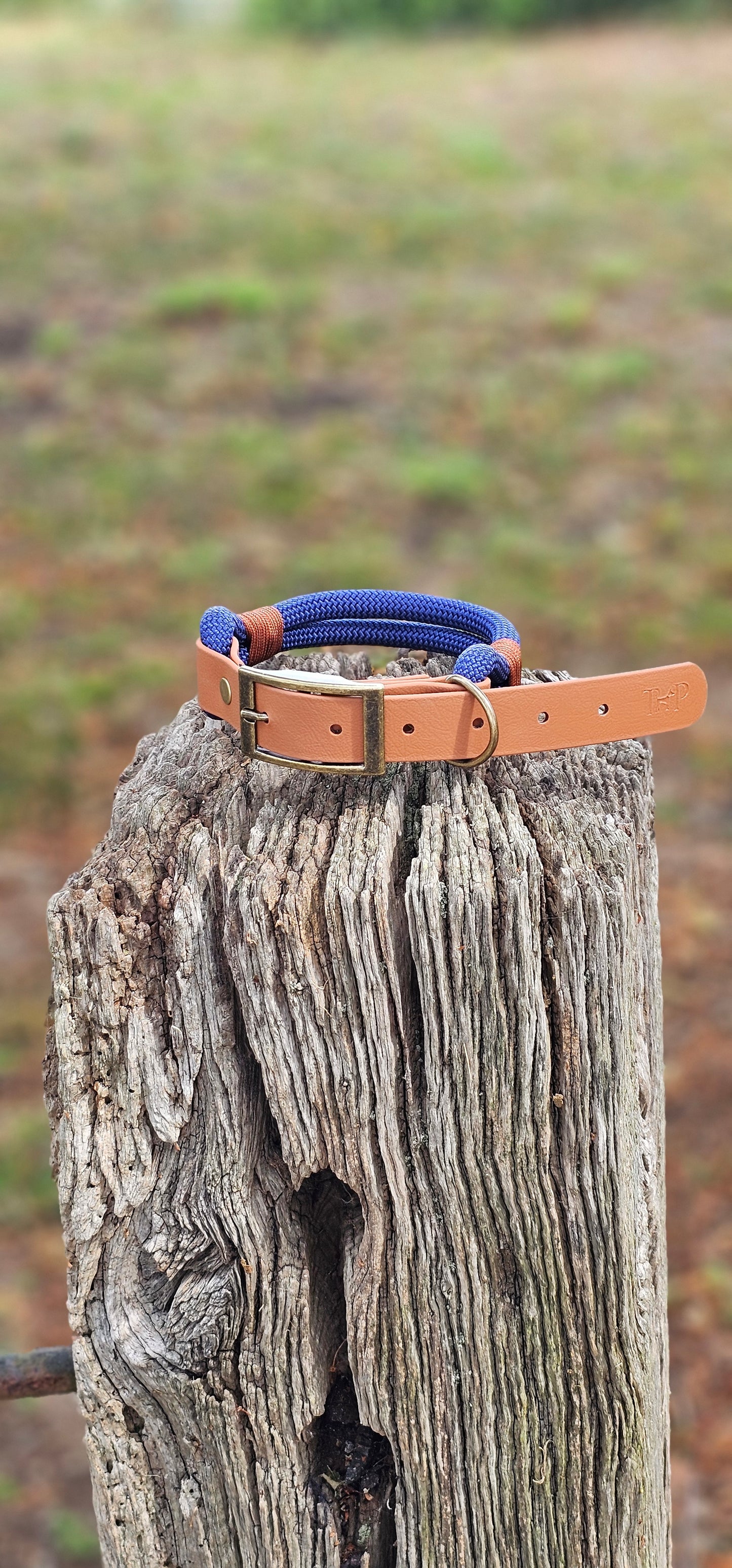 NAVY & LIGHT BROWN - Premium Rope & BioThane® Dog Collar/Lead/Bundles
