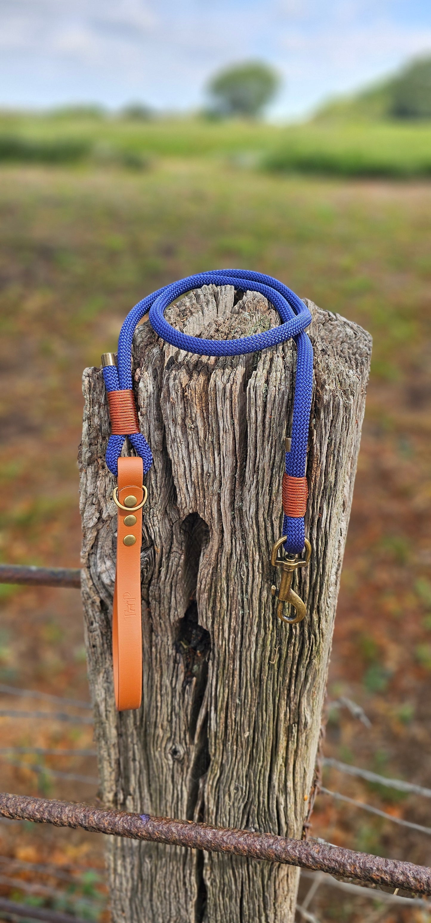 NAVY & LIGHT BROWN - Premium Rope & BioThane® Dog Collar/Lead/Bundles