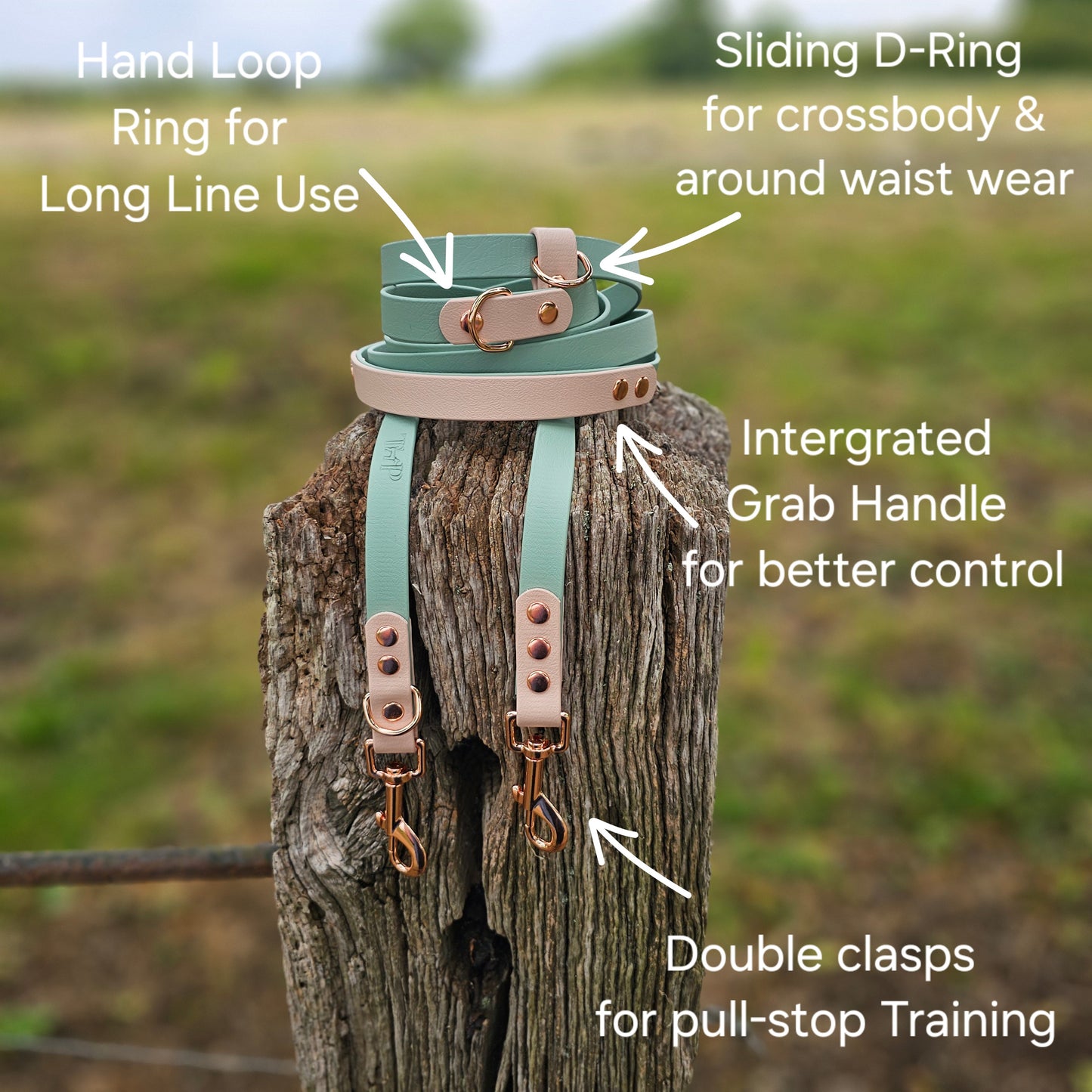 Navy & Baby Blue - Waterproof Biothane® Handsfree Dog Training Lead / Multiway Dog Lead