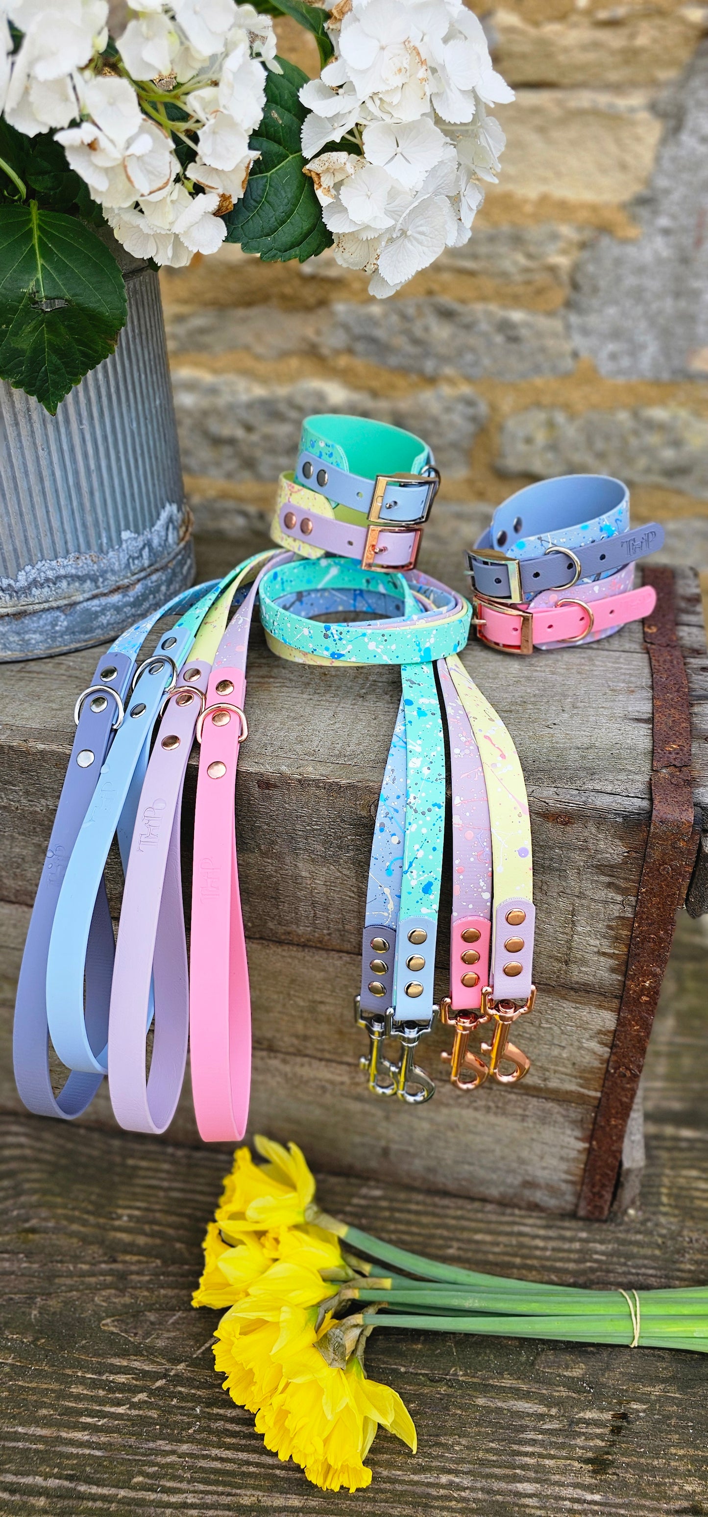 Pastel Splatter Collection Bundle - 24-piece waterproof BioThane® Collar & Lead Bundle