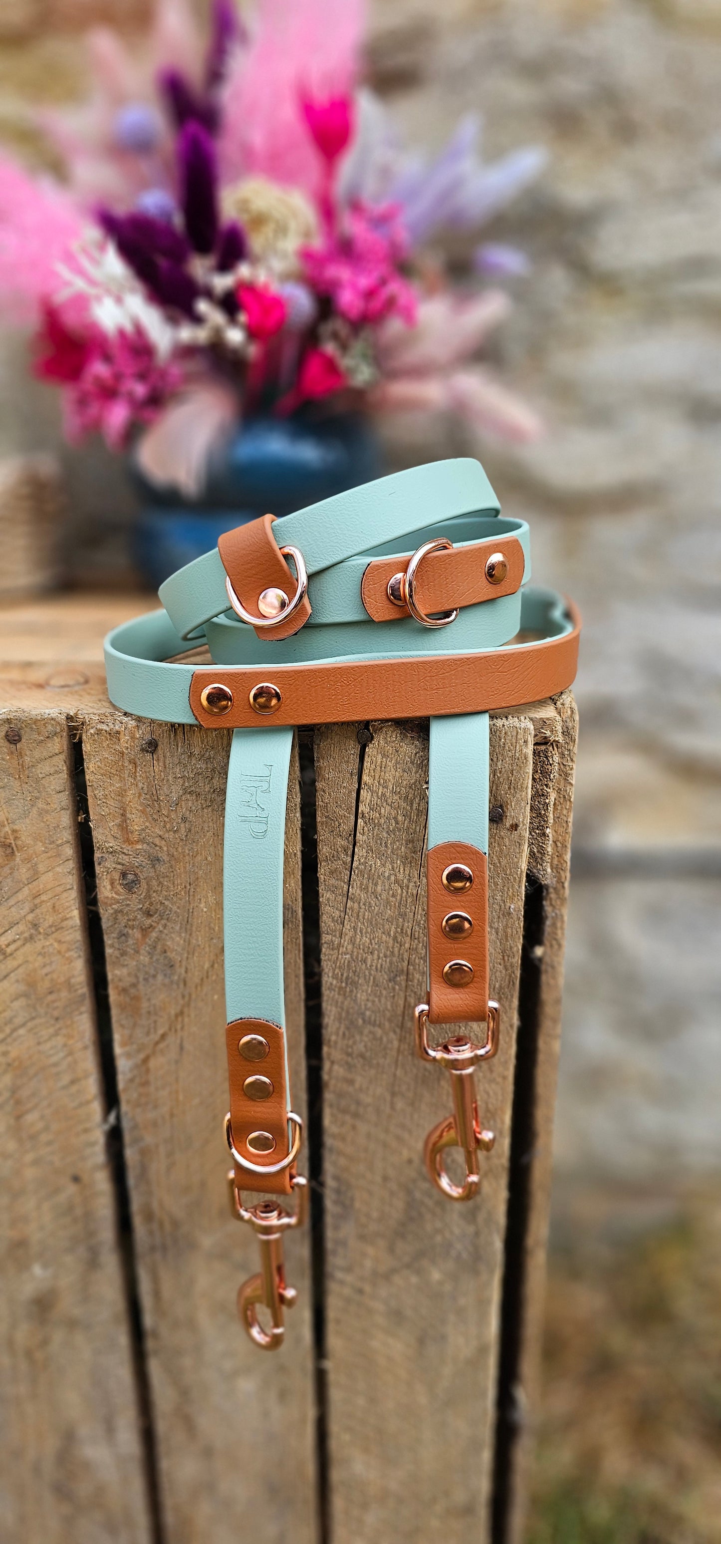 Sage & Light Brown - BioThane® waterproof Handsfree Dog Training Lead / Multiway Dog Lead