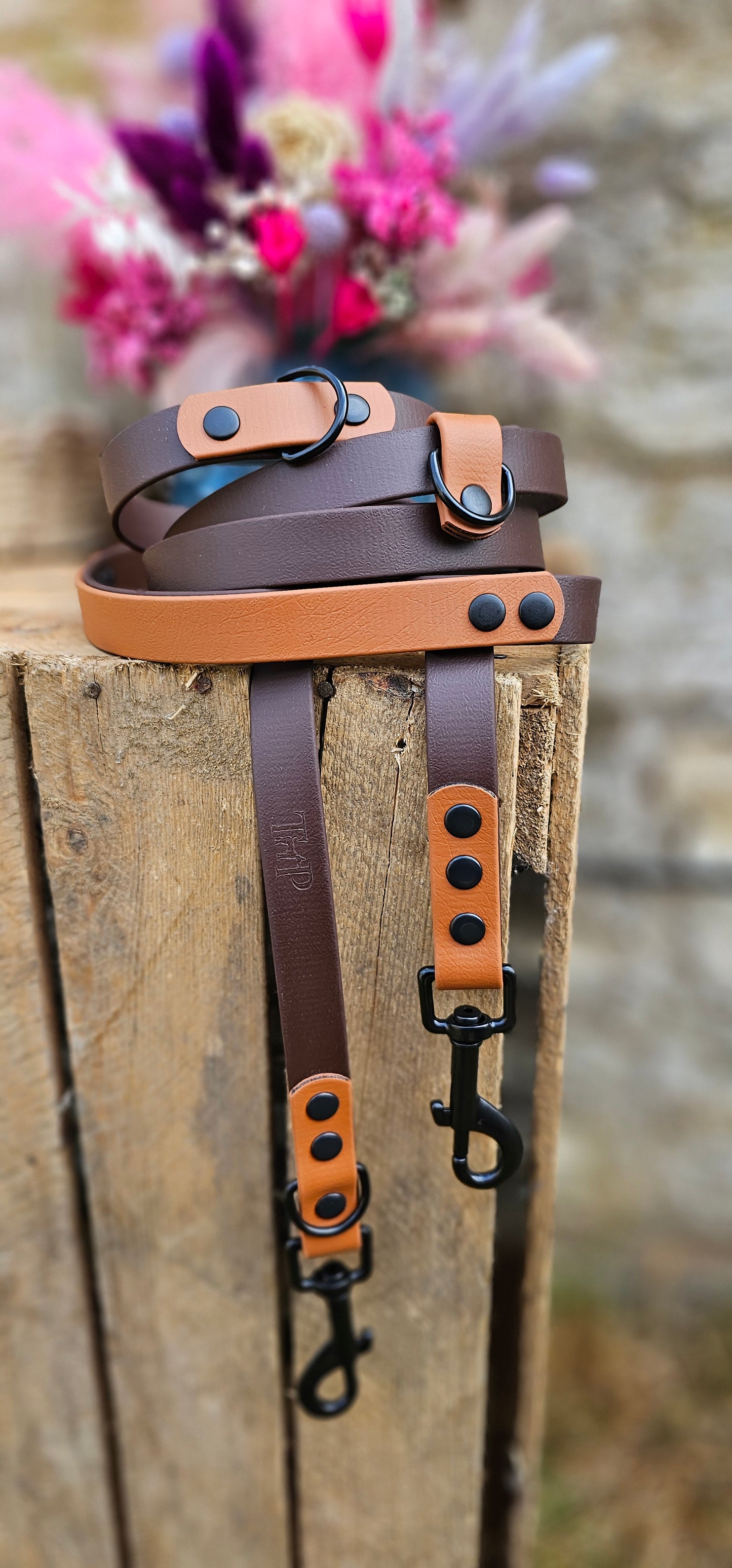 Dark Brown & Light Brown - BioThane® waterproof Handsfree Dog Training Lead / Multiway Dog Lead