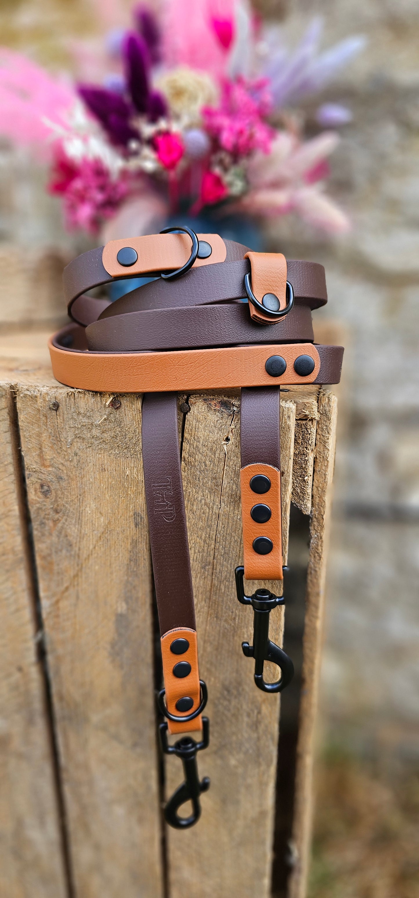 Dark Brown & Light Brown - BioThane® waterproof Handsfree Dog Training Lead / Multiway Dog Lead