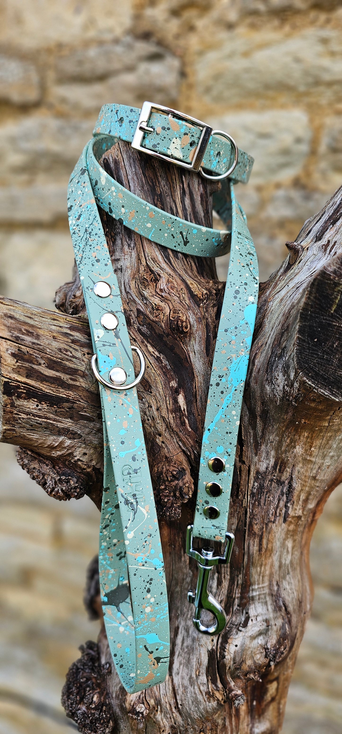 Sage - Waterproof BioThane® Pastel Splatter Dog Lead
