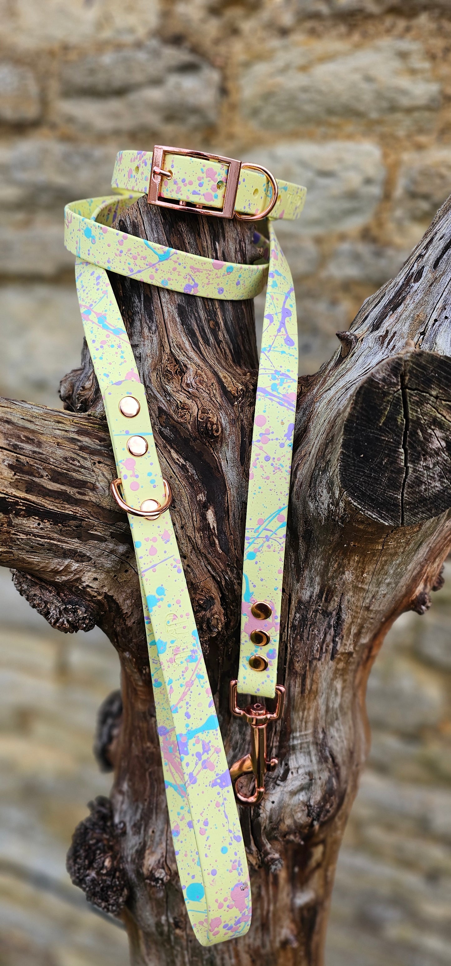 Lemon - Waterproof BioThane® Pastel Splatter Dog Lead