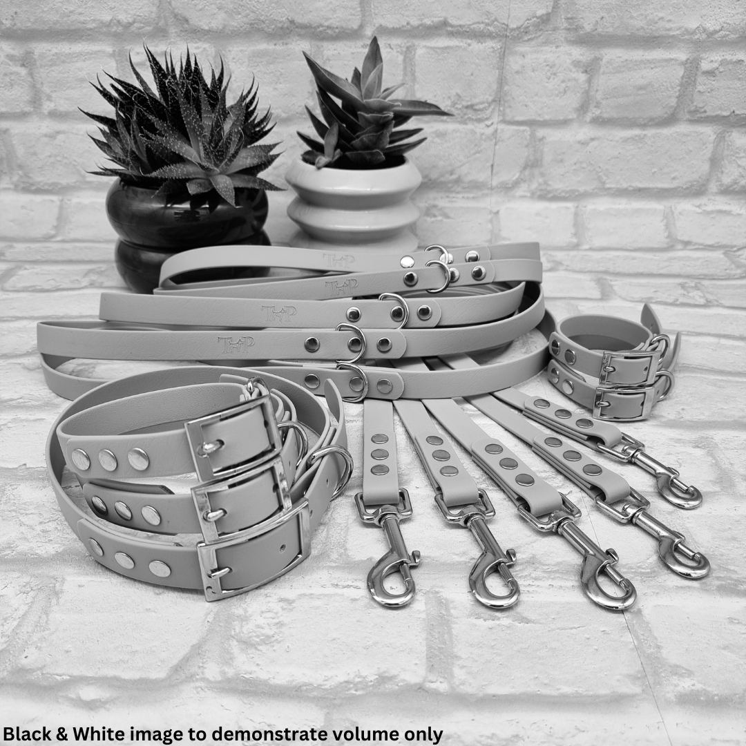 SAGE / POWDER PEARL - Waterproof BioThane© 2-coloured Dog Collar/Lead/Bundle
