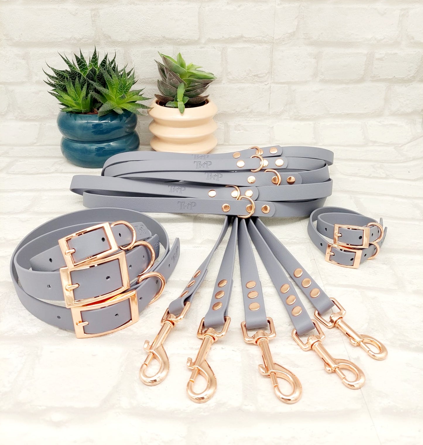 GREY - Waterproof BioThane© Dog Collar/Lead/Bundle