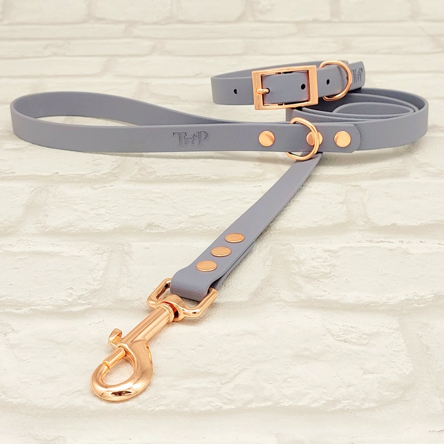 GREY - Waterproof BioThane© Dog Collar/Lead/Bundle