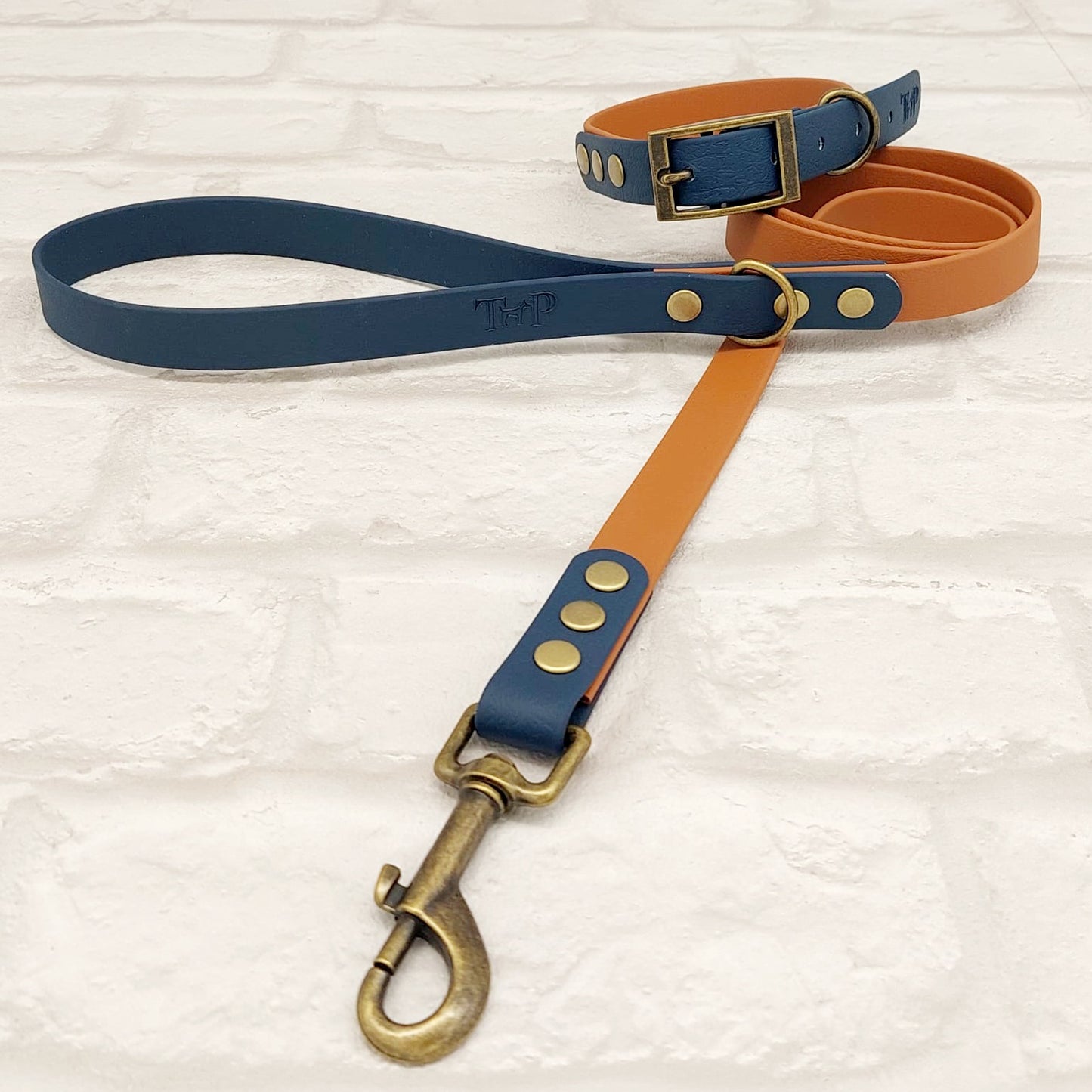 LIGHT BROWN / KEROSENE - Waterproof BioThane© 2-coloured Dog Collar/Lead/Bundle