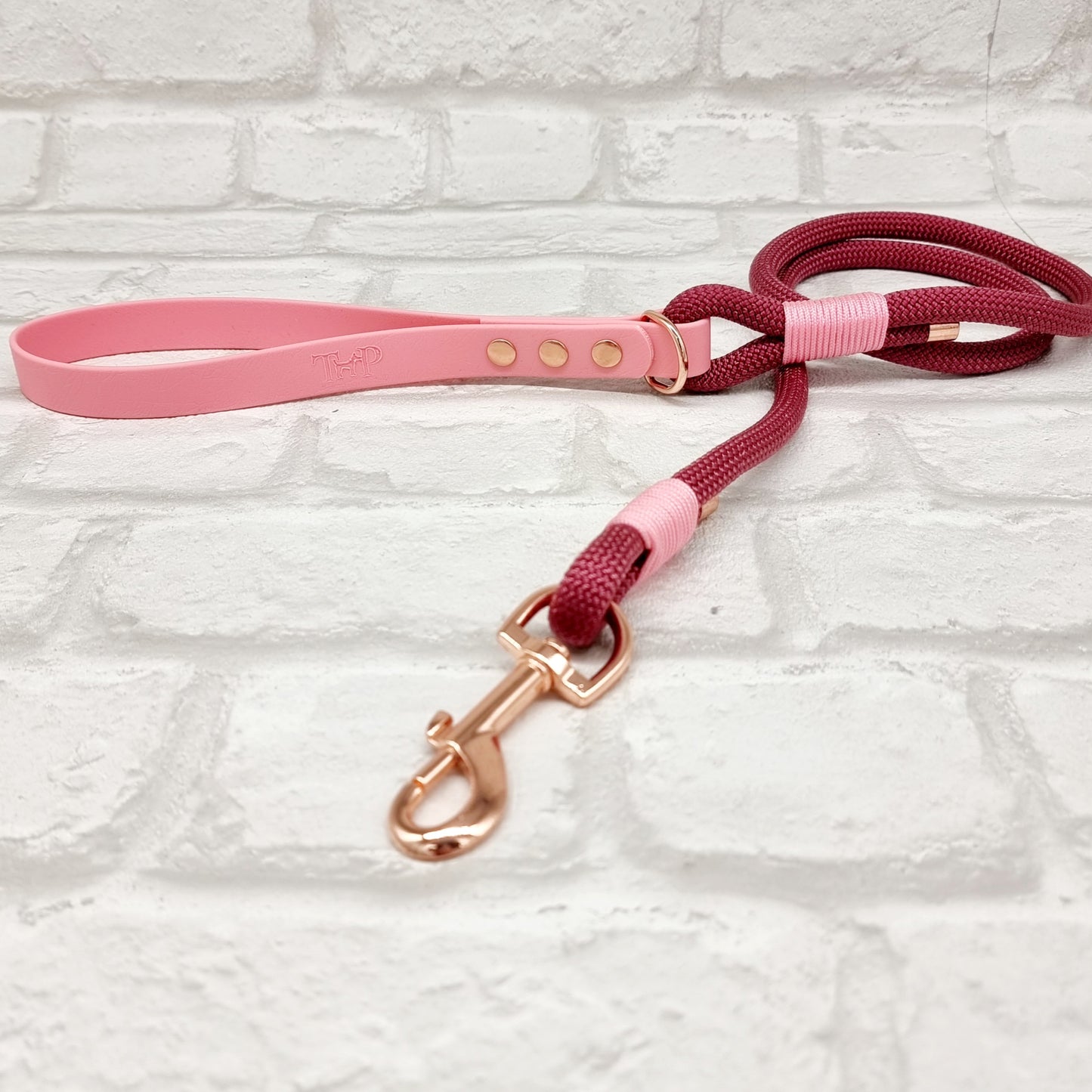 BURGUNDY & BABY PINK - Classic Rope BioThane® Dog Lead