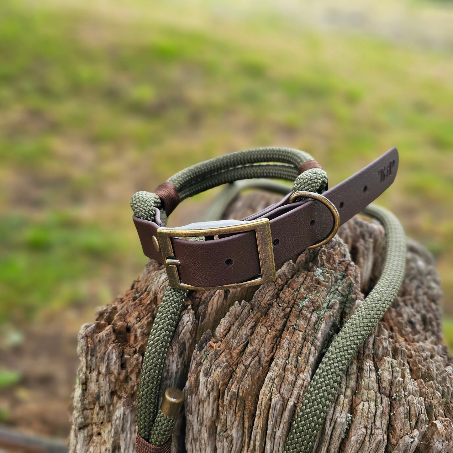 ARMY GREEN & DARK BROWN - Classic Rope BioThane® Dog Collar