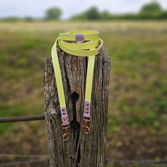 Lemon & Lilac - BioThane® waterproof Handsfree Dog Training Lead / Multiway Dog Lead