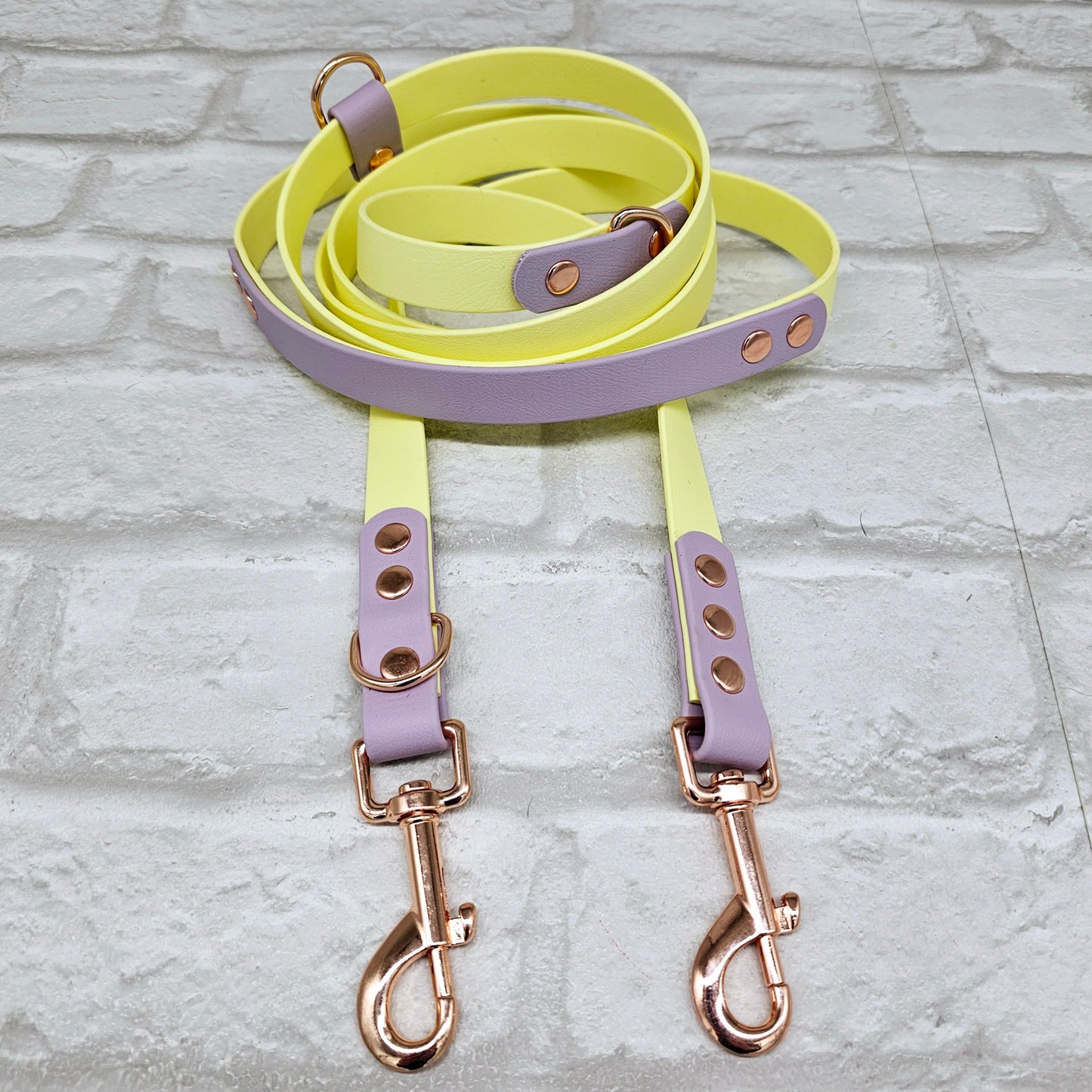 Lemon & Lilac - Waterproof Biothane® Handsfree Dog Training Lead / Multiway Dog Lead