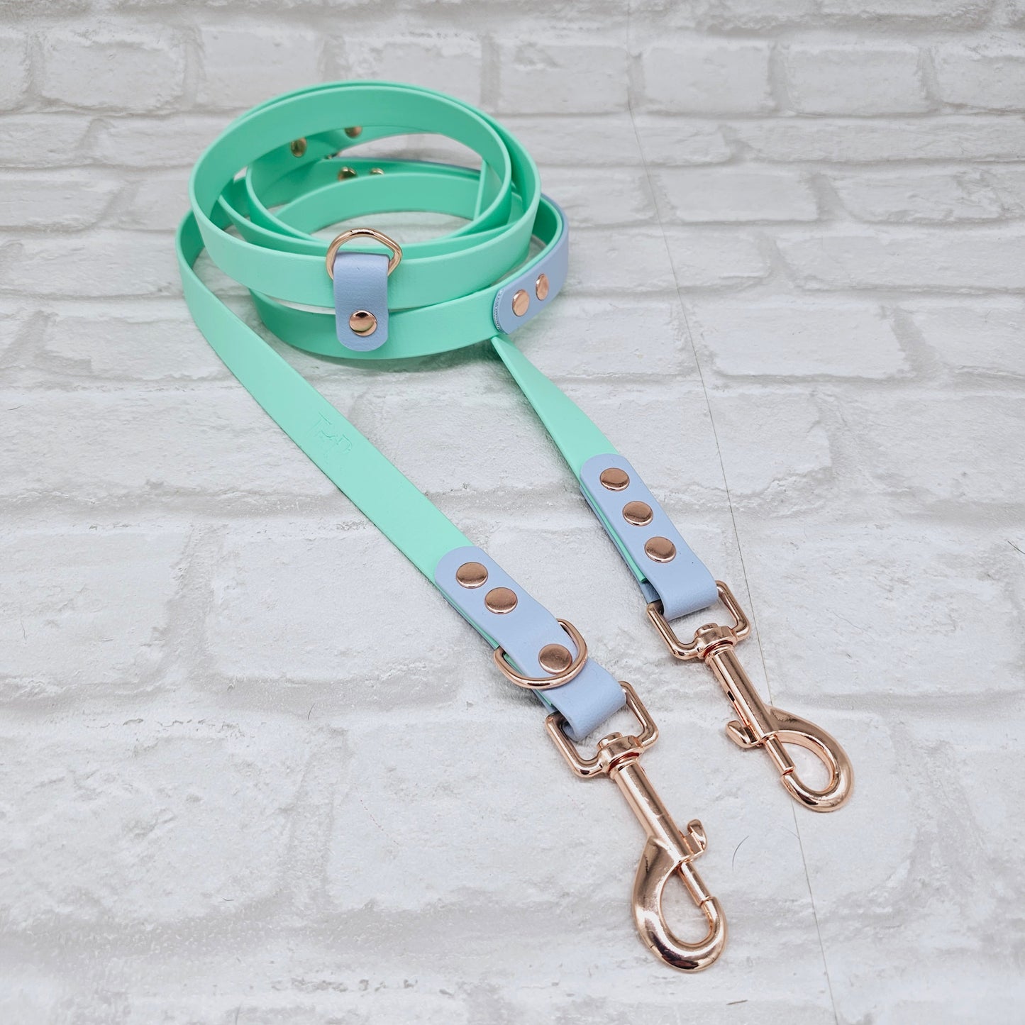 Mint & Baby Blue - Waterproof Biothane® Handsfree Dog Training Lead / Multiway Dog Lead