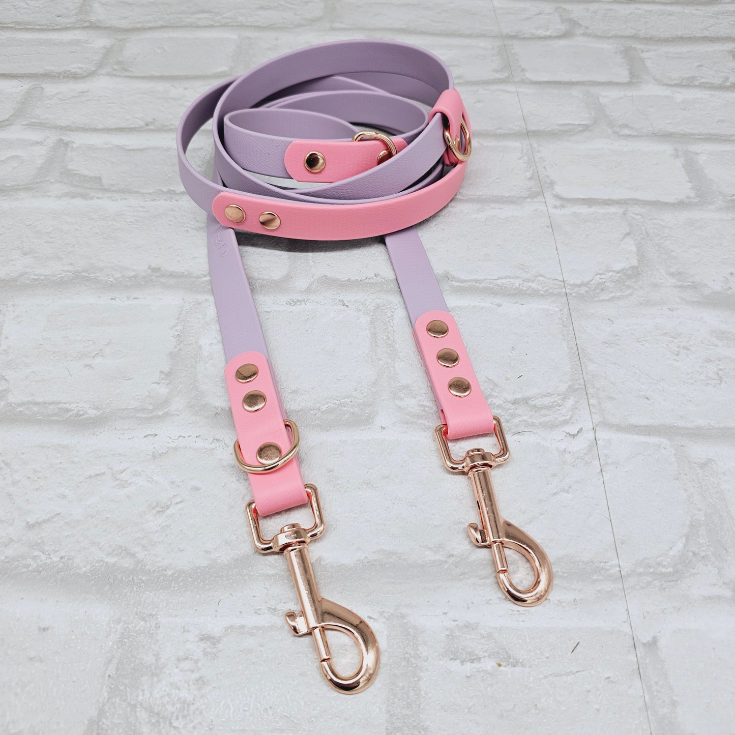 Lilac & Baby Pink - Waterproof Biothane® Handsfree Dog Training Lead / Multiway Dog Lead