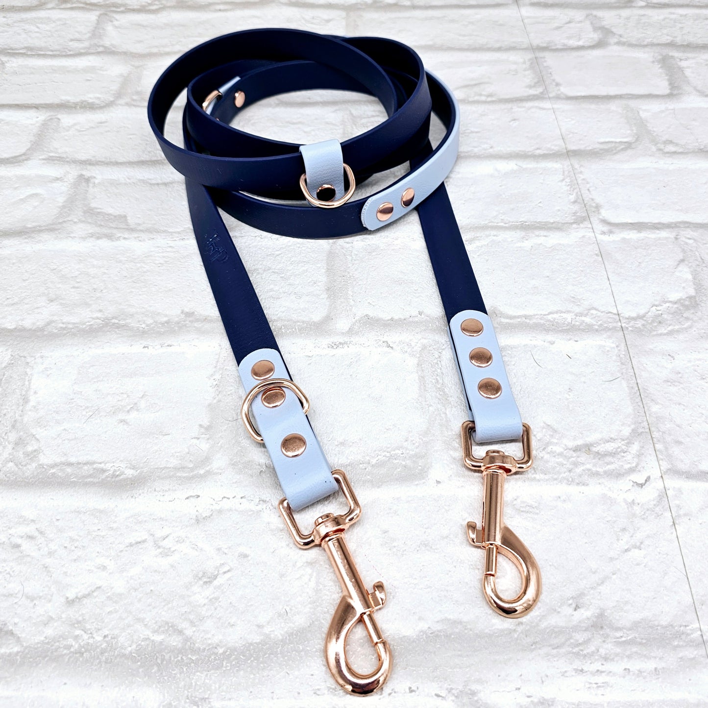 Navy & Baby Blue - Waterproof Biothane® Handsfree Dog Training Lead / Multiway Dog Lead