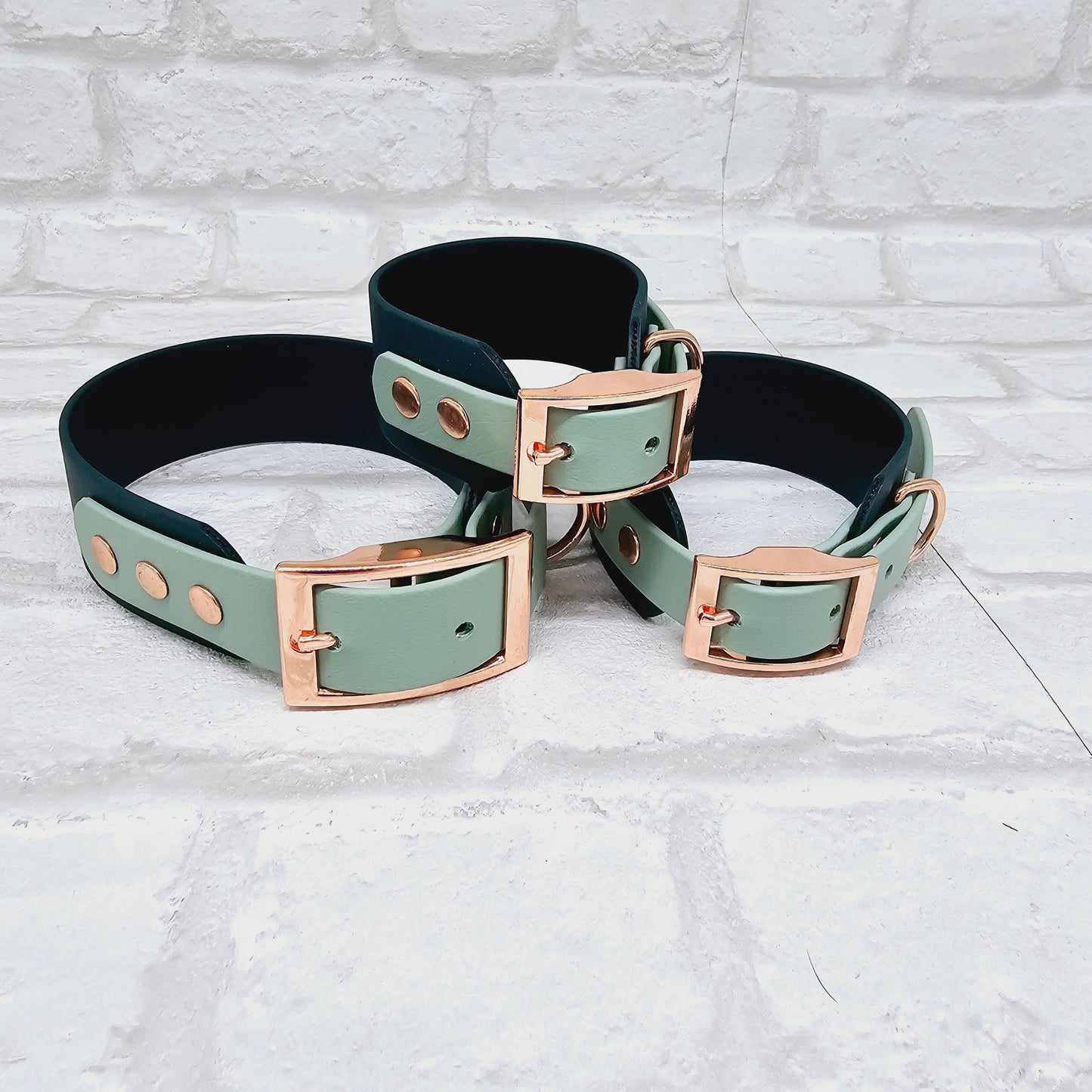 Dark Green & Sage - Waterproof BioThane© two-coloured Wide Fit Dog Collar / Martingale Collar