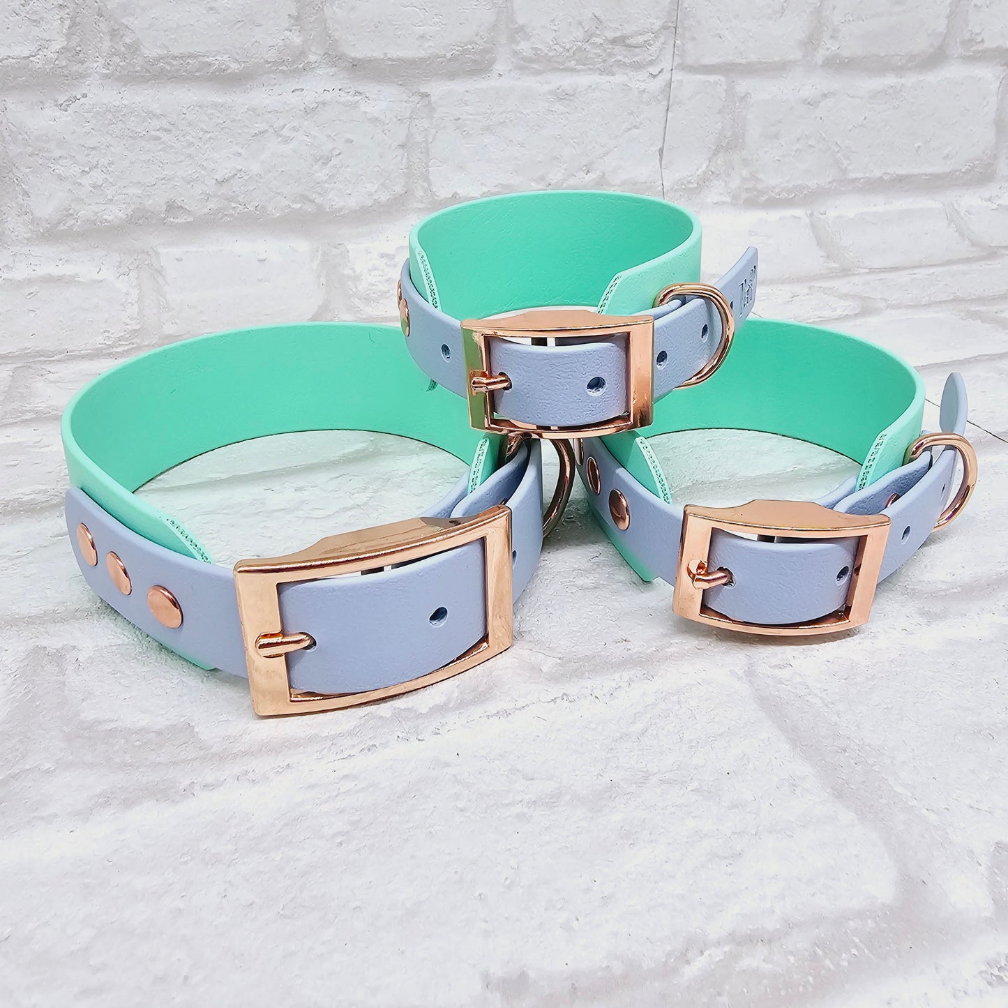 Mint & Baby Blue - Waterproof BioThane© two-coloured Wide Fit Dog Collar / Martingale Collar