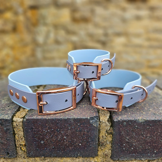 Baby Blue & Grey - Waterproof BioThane© two-coloured Wide Fit Dog Collar / Martingale Collar
