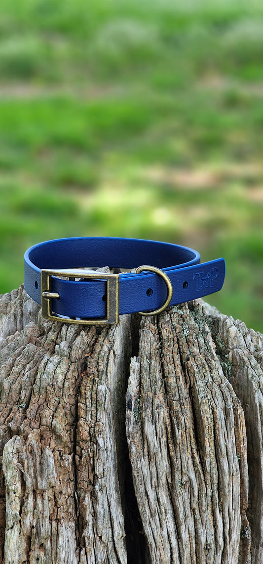 Navy Waterproof BioThane© Dog Collar