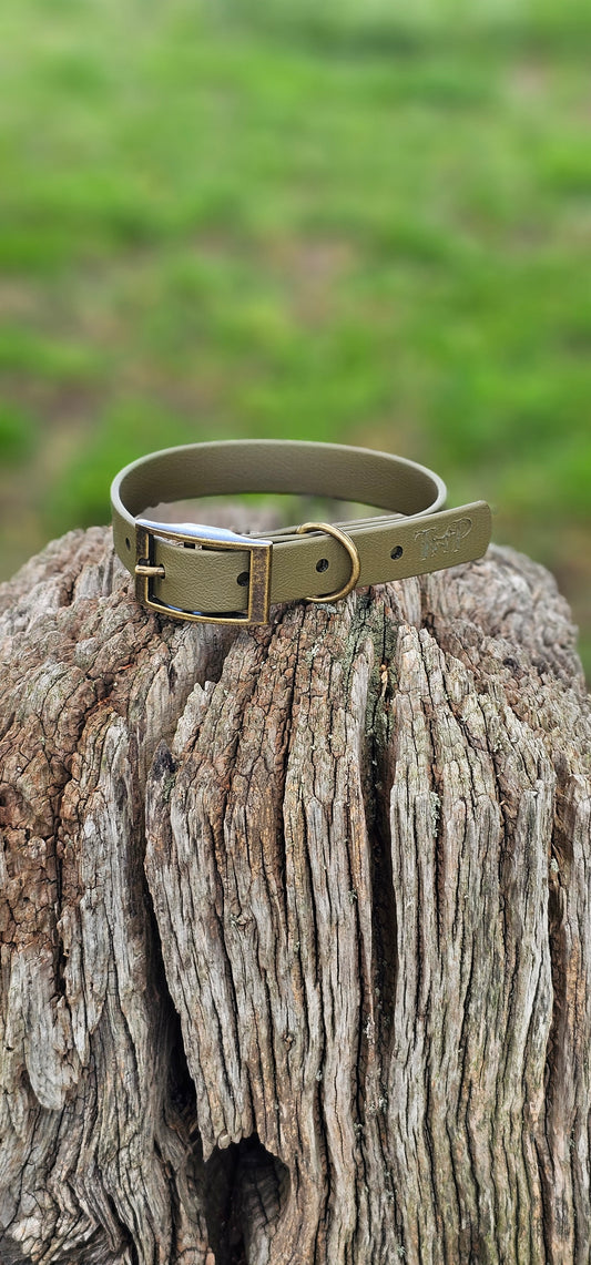 Olive Waterproof BioThane© Dog Collar
