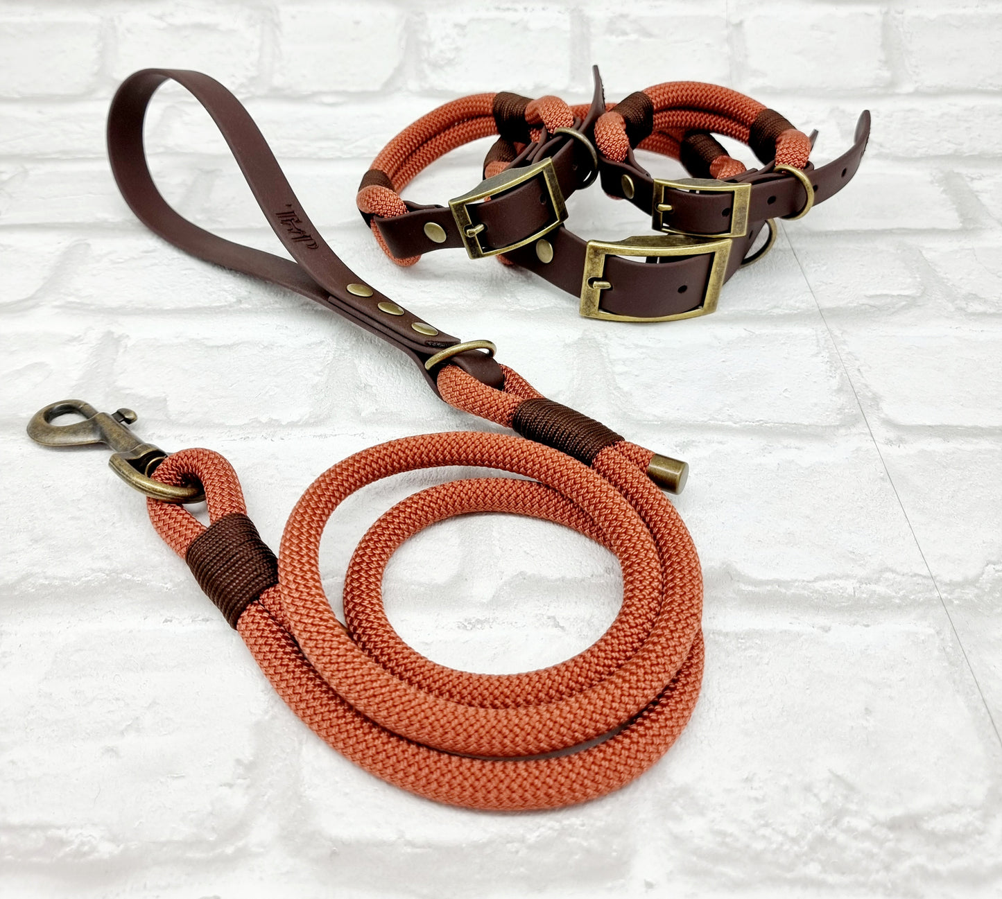 RUST & DARK BROWN - Classic Rope BioThane® Dog Lead