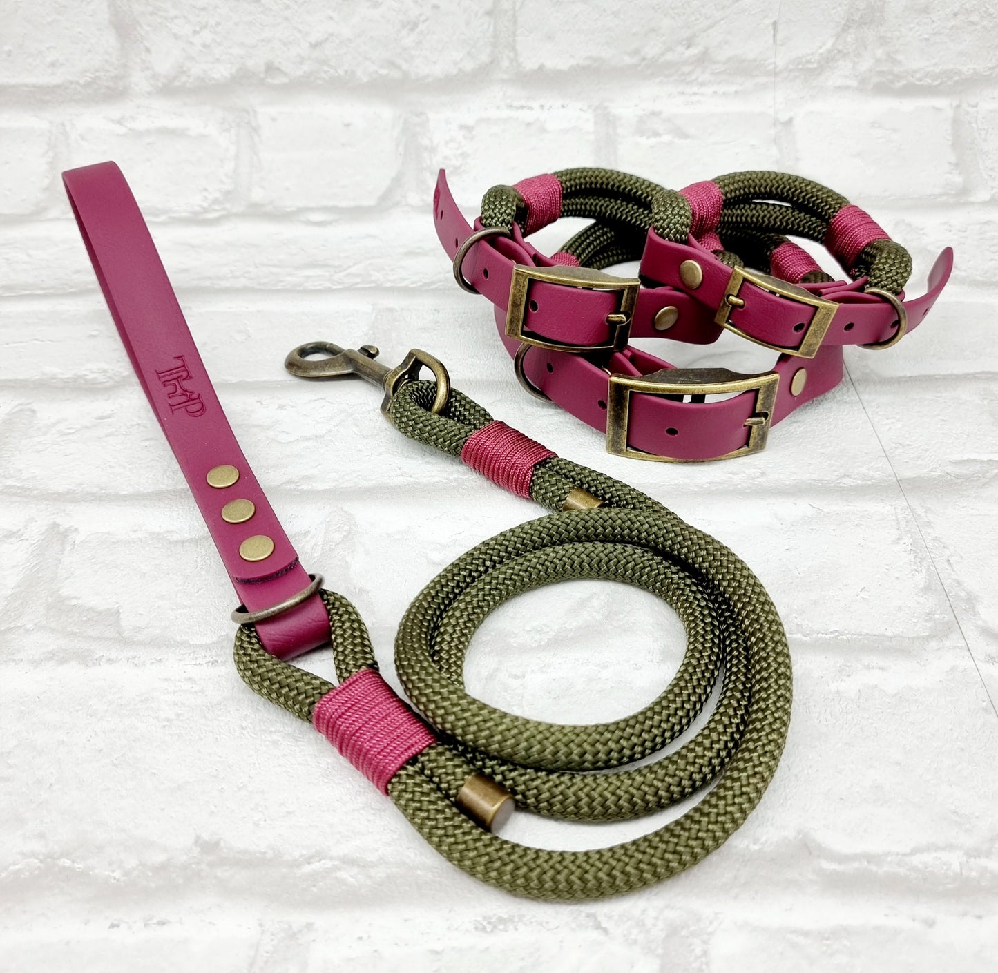 ARMY GREEN & BURGUNDY - Classic Rope BioThane® Dog Lead