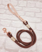 DARK BROWN & POWDER PEARL - Premium Rope & BioThane® Dog Collar/Lead/Bundles