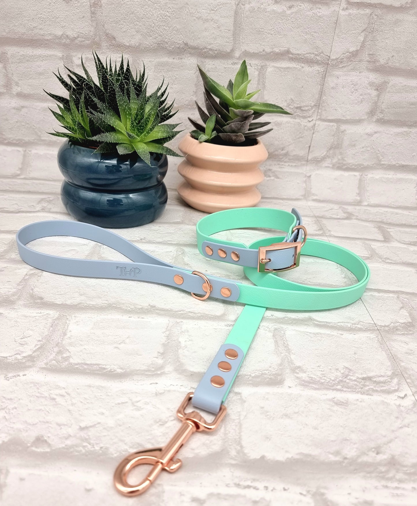 Mint & Baby Blue - Waterproof BioThane© two-coloured Dog Collar