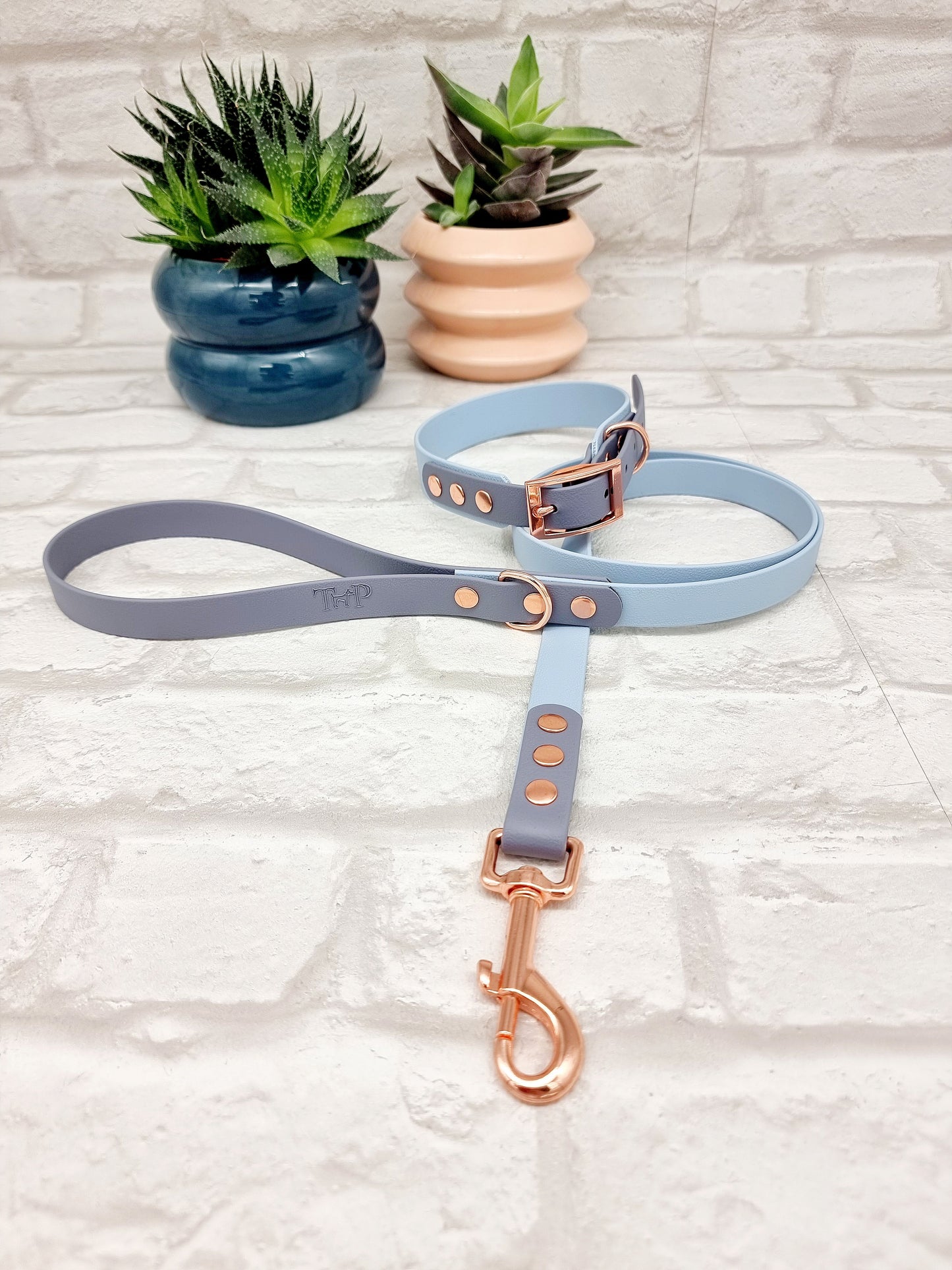 Baby Blue & Grey - Waterproof BioThane© two-coloured Dog Collar