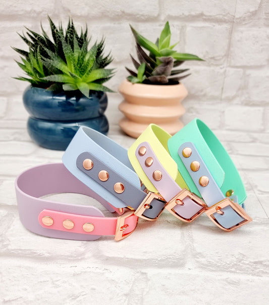 Lilac & Baby Pink - Waterproof BioThane© two-coloured Wide Fit Dog Collar / Martingale Collar