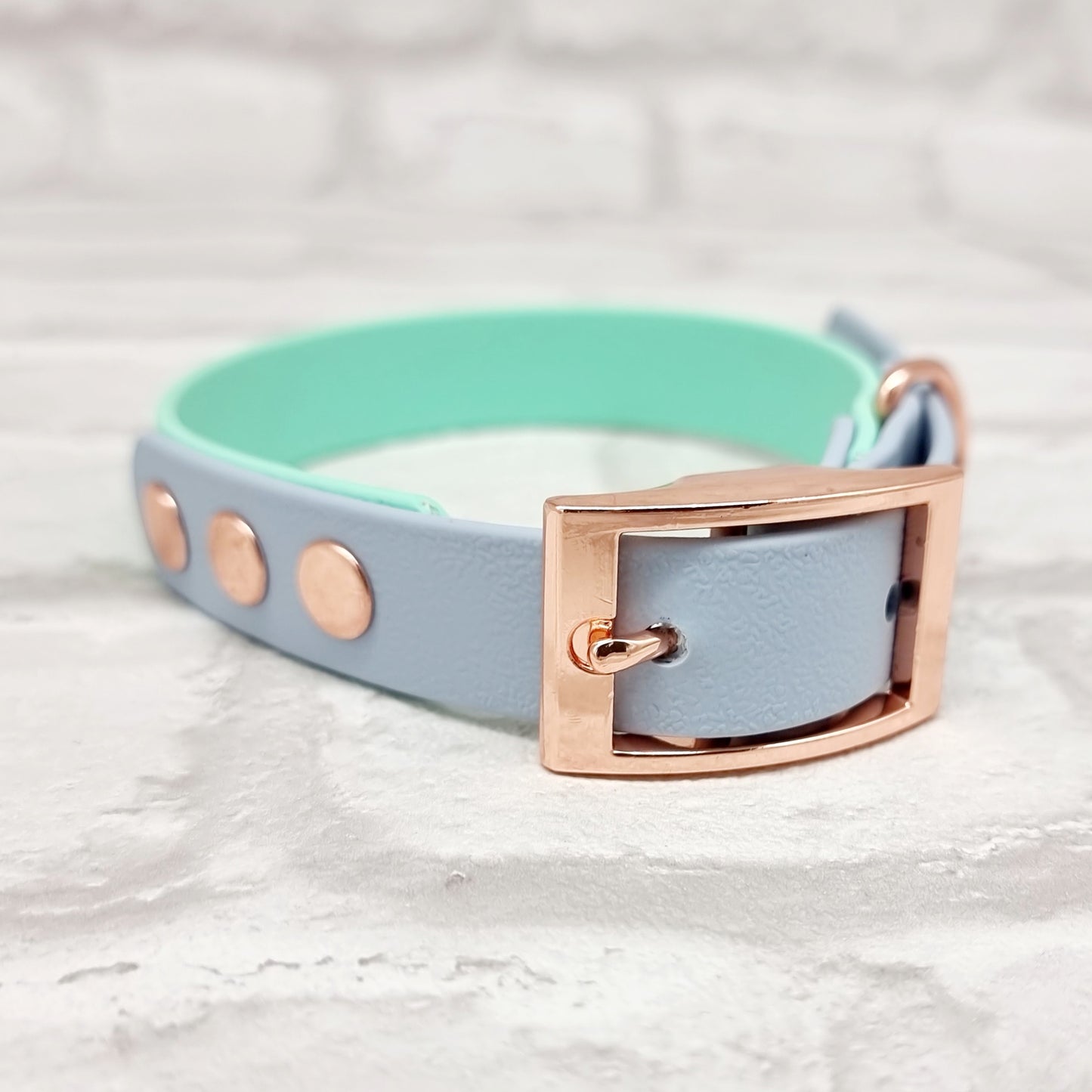 SEAFOAM / PASTEL BLUE - Waterproof BioThane© 2-coloured Dog Collar/Lead/Bundle