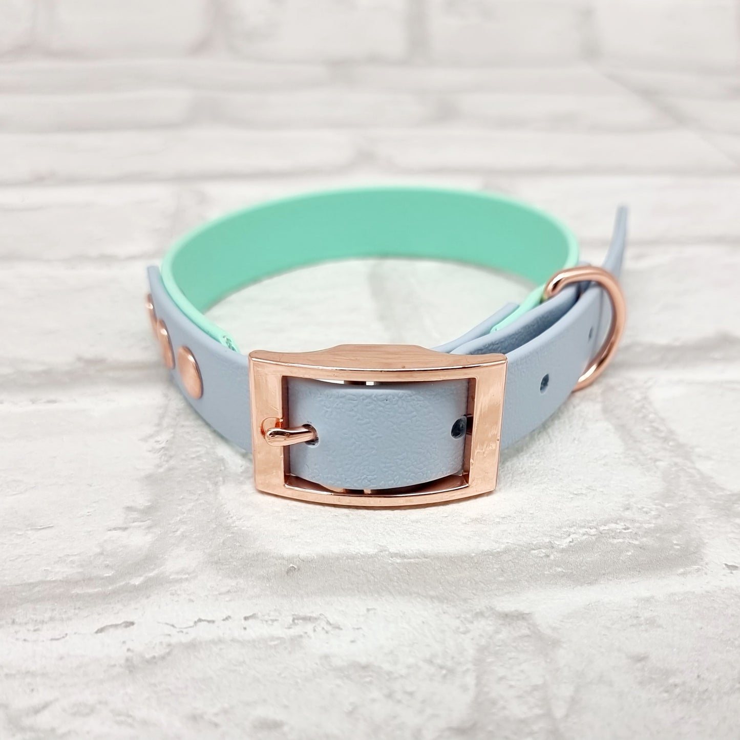 SEAFOAM / PASTEL BLUE - Waterproof BioThane© 2-coloured Dog Collar/Lead/Bundle