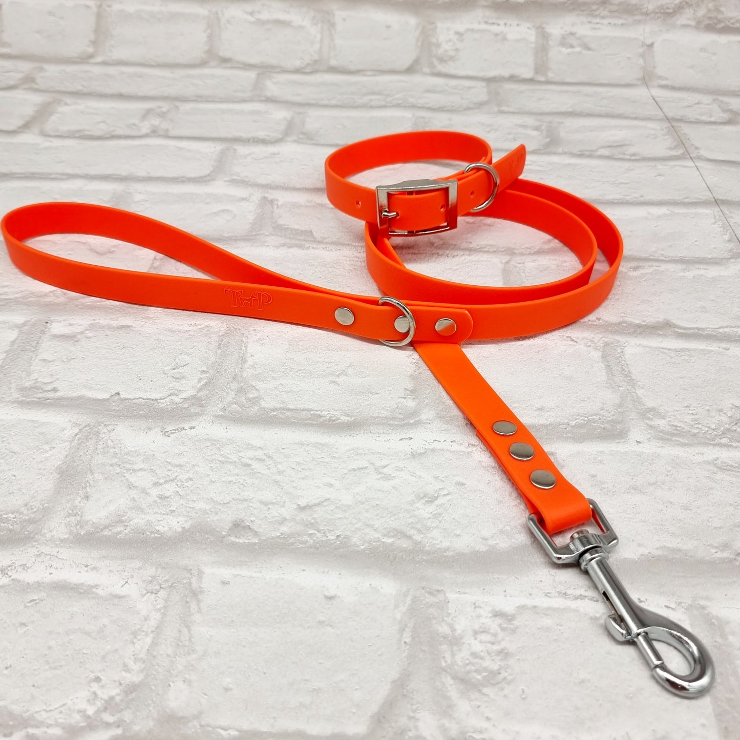 NEON ORANGE - Waterproof BioThane© Dog Collar/Lead/Bundle