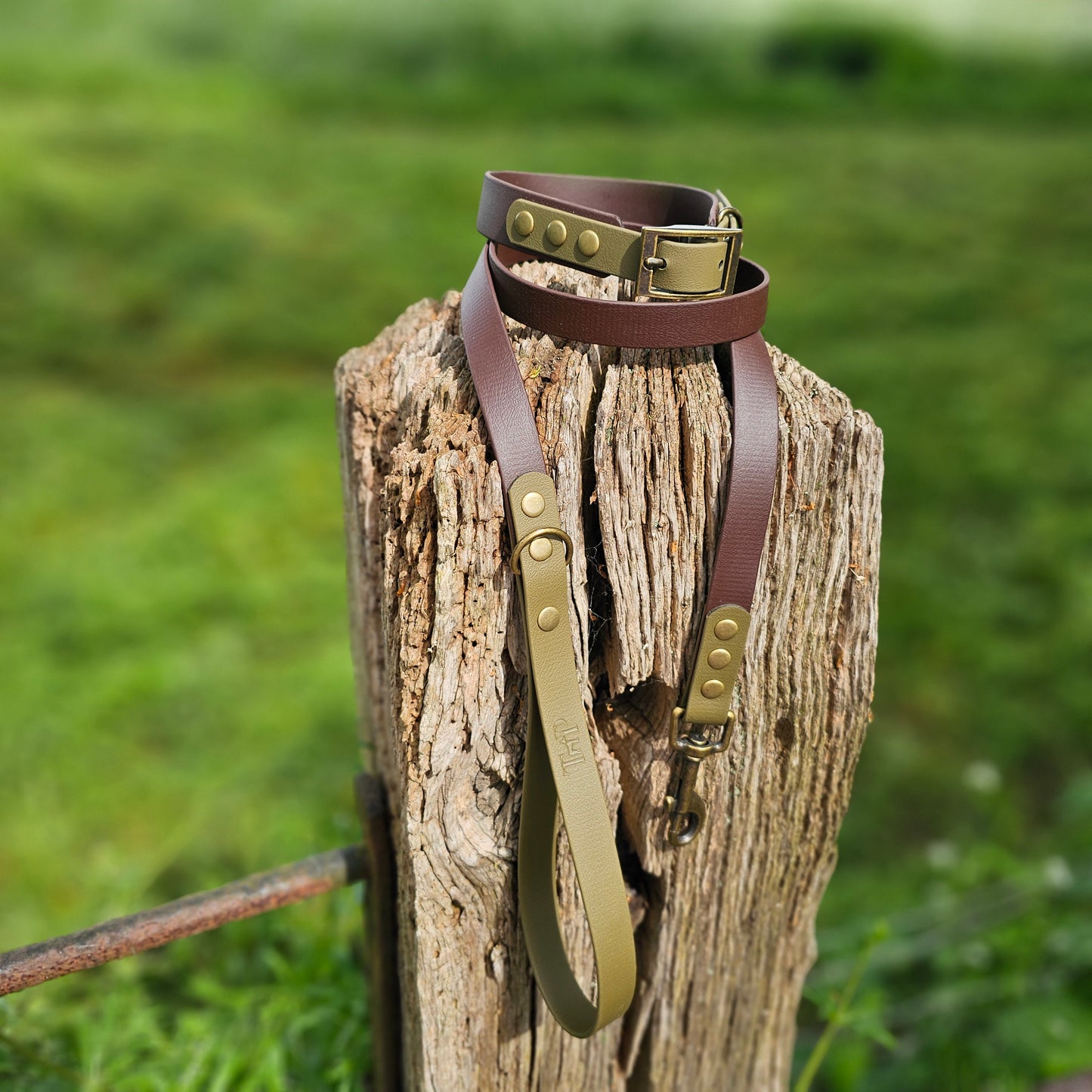 Dark Brown & Olive - Waterproof Biothane® two-coloured Dog Lead