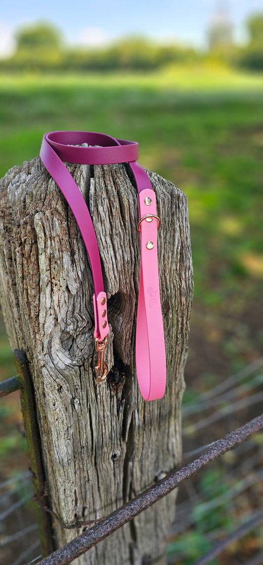 Burgundy & Baby Pink - Waterproof Biothane® two-coloured Dog Lead
