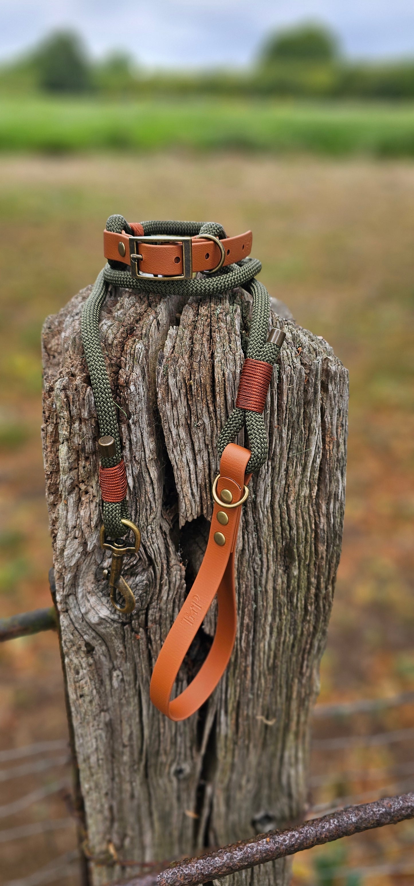 ARMY GREEN & TAN - Classic Rope BioThane® Dog Lead
