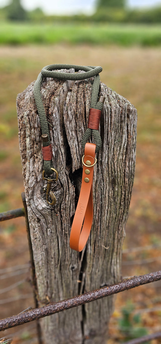 ARMY GREEN & TAN - Classic Rope BioThane® Dog Lead
