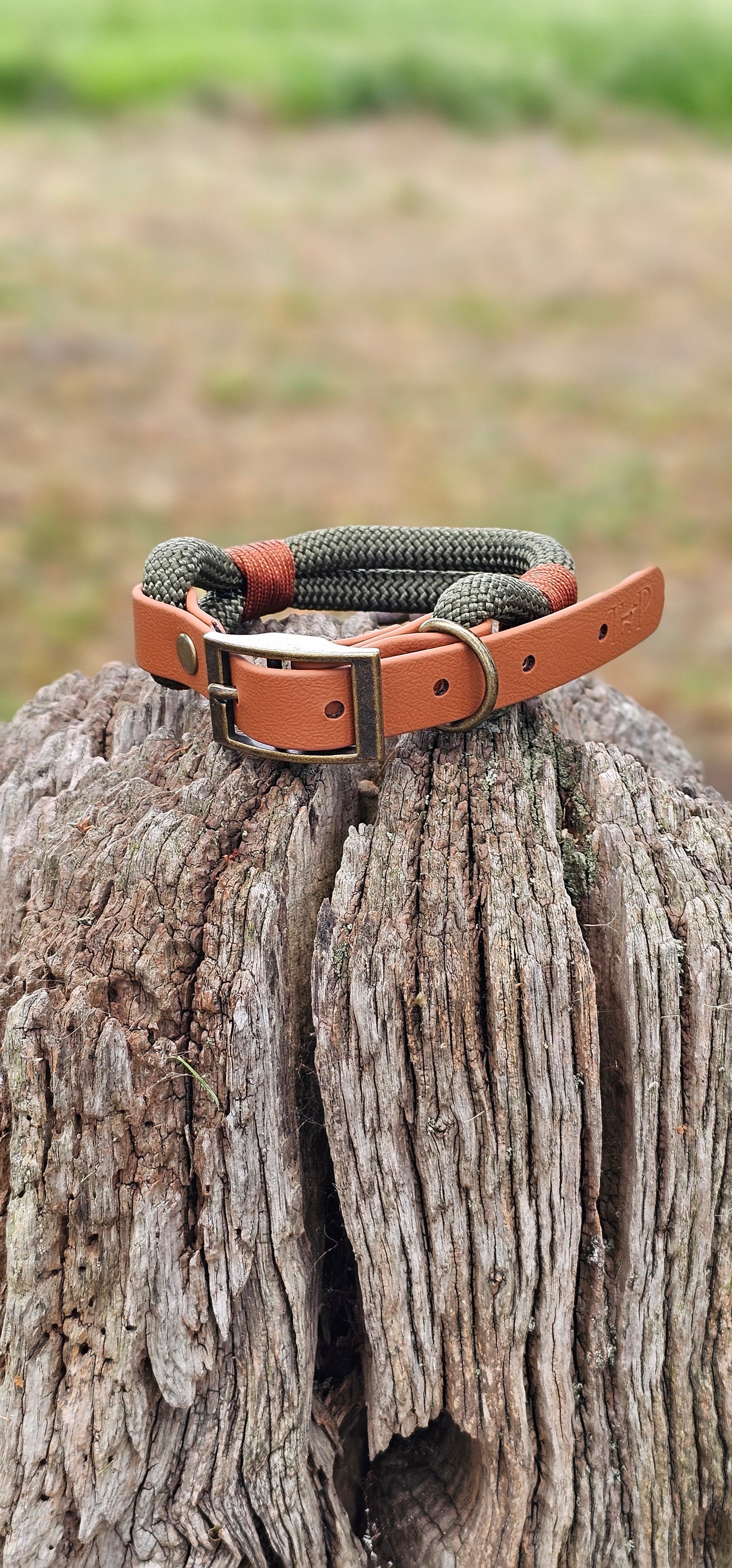 ARMY GREEN & TAN - Classic Rope BioThane® Dog Collar