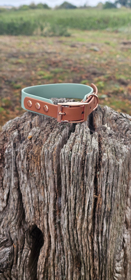 Sage & Tan - Waterproof BioThane© two-coloured Dog Collar